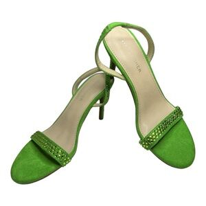 Marc Fisher Lime Green Crystal Accent Suede Slingback Heels